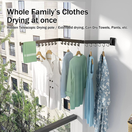 Collapsible clothing drying rack wall mount